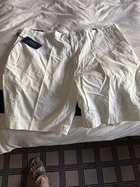 Ralph Lauren White Shorts with Navy Logo Trim